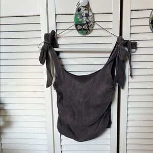Free People Charcoal Tank Top with Tie Straps